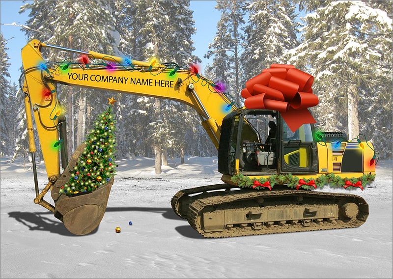 Excavator Christmas Card For Heavy Equipment Operators